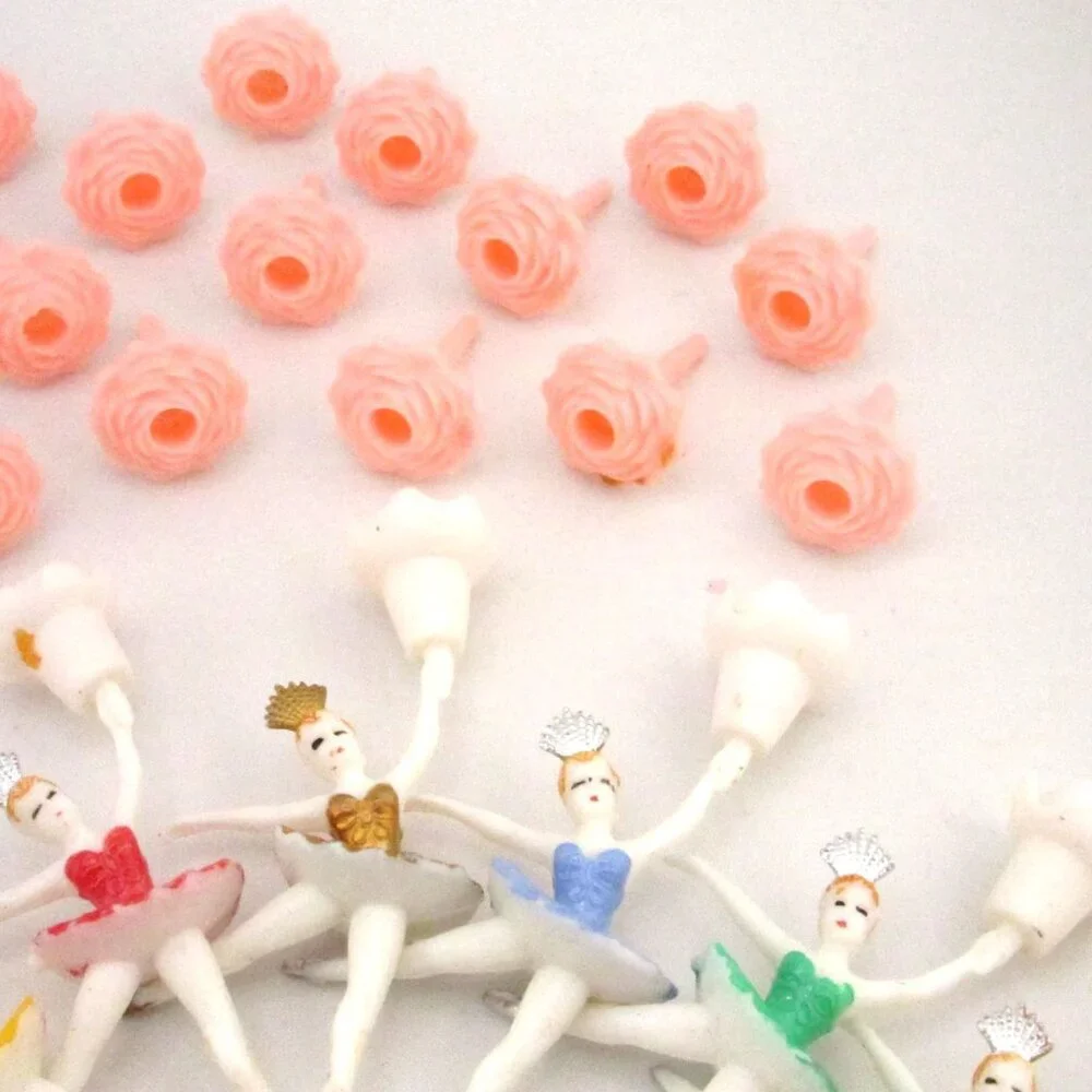 Vintage Ballerina Cake Topper Dancer Candle holder Retro Party Cupcake Birthday